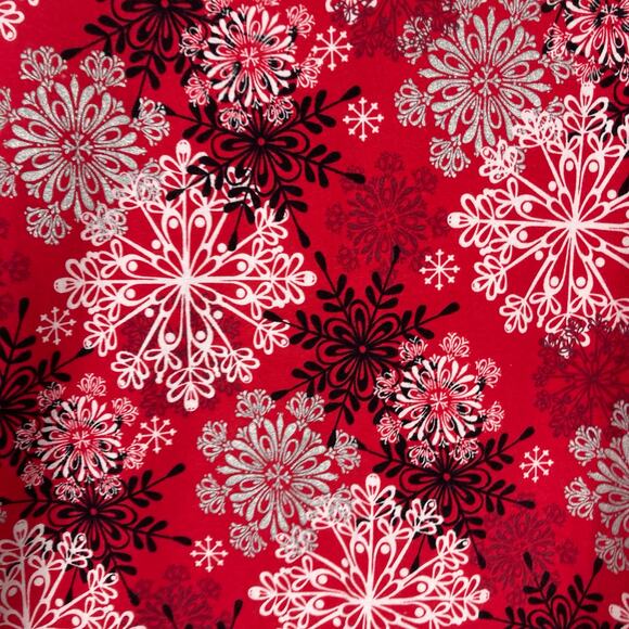 NWOT ALFRED DUNNER Top 1X Snowflake Studded Silver Red White Black Cotton - Picture 6 of 11